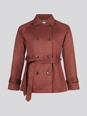 U.S. Polo Assn. Dark  Brown Short Suedette Belted Trench Coat - Image 8 of 10