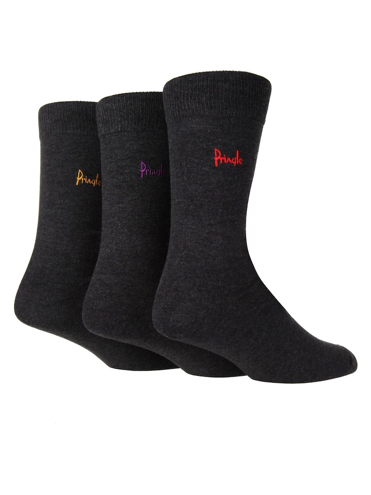 Pringle Grey Classic Bamboo  3 Pack Socks - Image 2 of 5