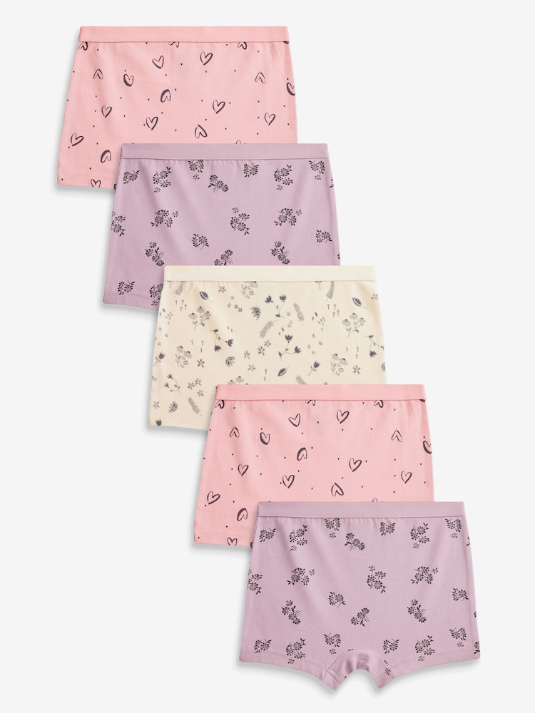Pink/Lilac/Yellow Shorts 5 Pack (2-16yrs) - Image 1 of 5
