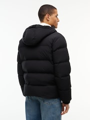 Tommy Hilfiger Black Logo Patch Down Hooded Puffer Jacket - Image 2 of 5