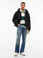Tommy Hilfiger Black Logo Patch Down Hooded Puffer Jacket - Image 3 of 5