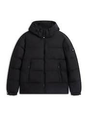 Tommy Hilfiger Black Logo Patch Down Hooded Puffer Jacket - Image 5 of 5