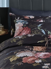 Graham & Brown Black Hague Fleurs 100% Cotton Duvet Cover and Pillowcase Set - Image 3 of 7