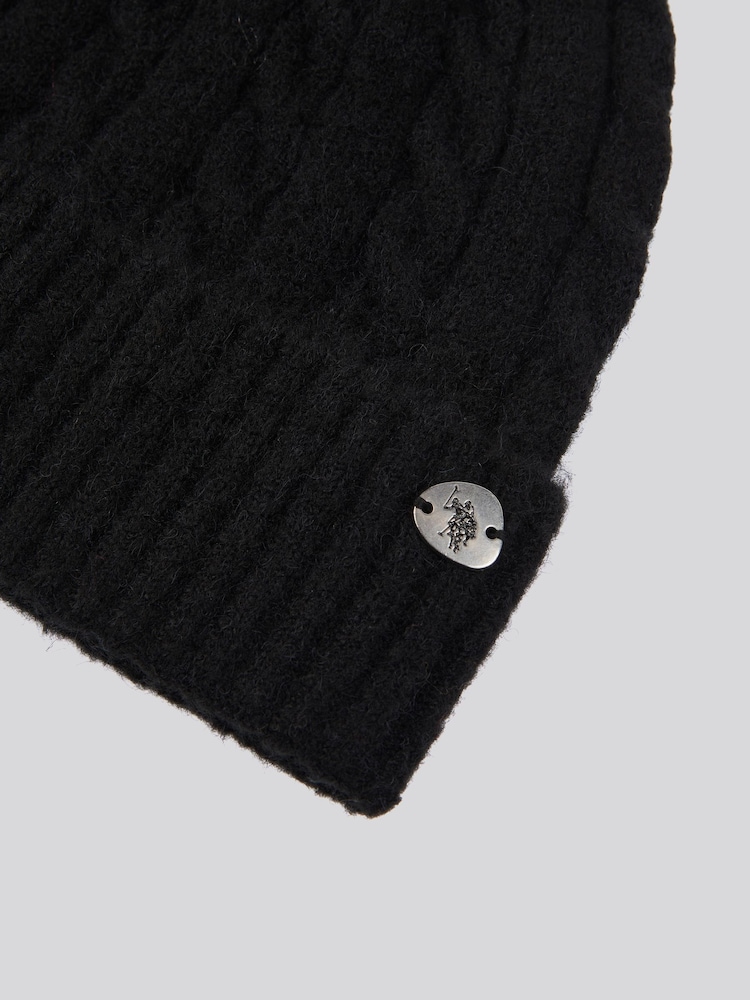 U.S. Polo Assn Black Signature Cable Knit Beanie - Image 3 of 3