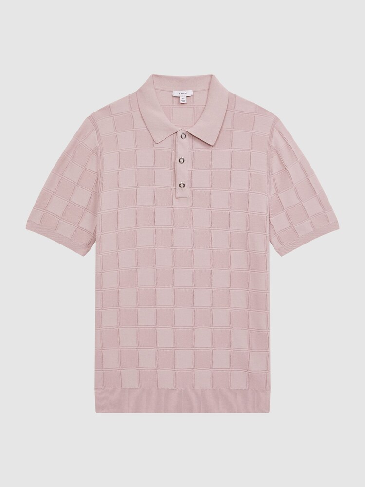 Reiss Soft Pink Blaze Cotton Press-Stud Polo T-Shirt - Image 2 of 5 Reiss Soft Pink Blaze Cotton Press-Stud Polo T-Shirt - Image 2 of 5