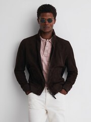 Reiss Soft Pink Blaze Cotton Press-Stud Polo T-Shirt - Image 4 of 5