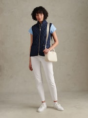 U.S. Polo Assn Blue Corduroy-Trim Quilted Hacking Gilet - Image 3 of 10