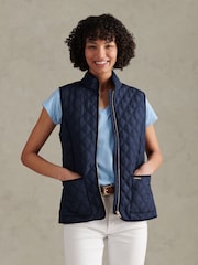 U.S. Polo Assn Blue Corduroy-Trim Quilted Hacking Gilet - Image 6 of 10