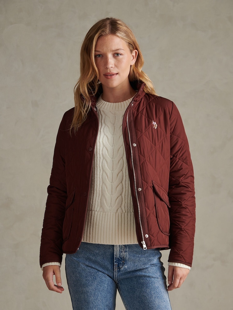 U.S. Polo Assn. Brown Diamond Quilted Jacket - Image 1 of 10 U.S. Polo Assn. Brown Diamond Quilted Jacket - Image 1 of 10
