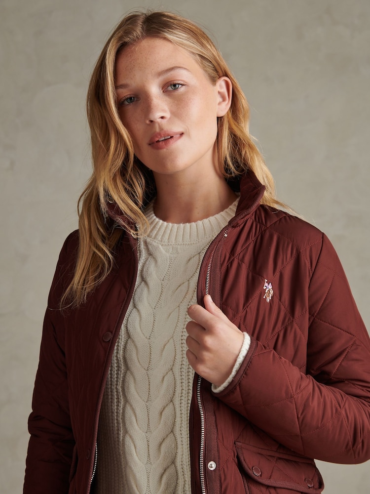 U.S. Polo Assn. Brown Diamond Quilted Jacket - Image 2 of 10 U.S. Polo Assn. Brown Diamond Quilted Jacket - Image 2 of 10