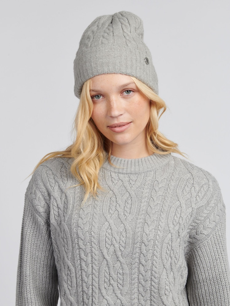 U.S. Polo Assn Grey Signature Cable Knit Beanie - Image 1 of 8