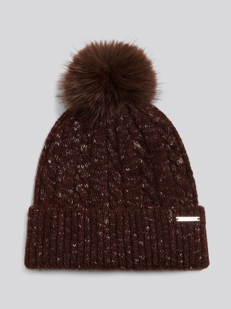 U.S. Polo Assn. Brown Cable Knit Bobble Beanie - Image 1 of 3 U.S. Polo Assn. Brown Cable Knit Bobble Beanie - Image 1 of 3
