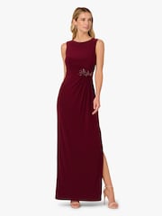Adrianna Papell Red Studio Jersey Embellished Gown - Image 1 of 6