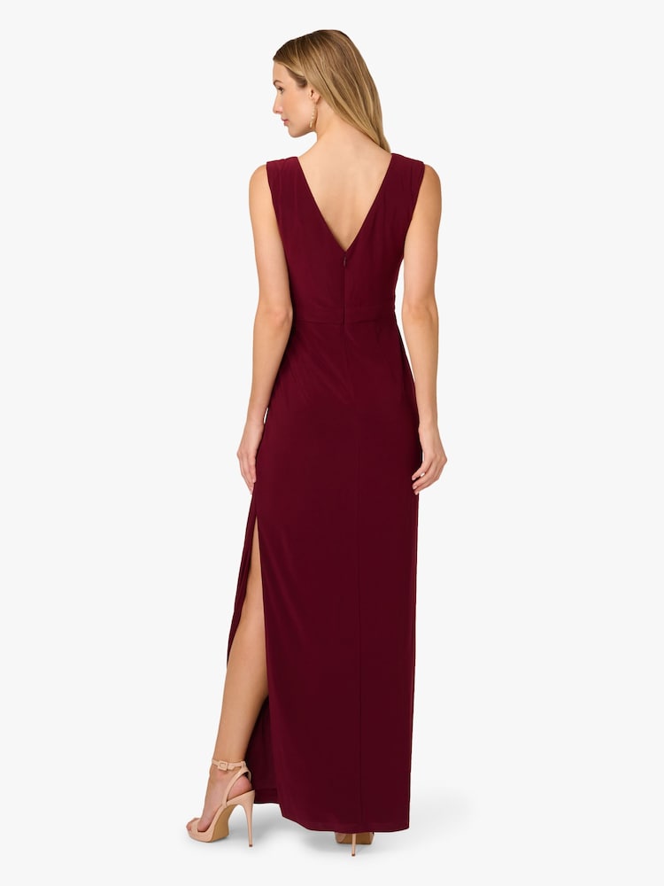 Adrianna Papell Red Studio Jersey Embellished Gown - Image 2 of 6 Adrianna Papell Red Studio Jersey Embellished Gown - Image 2 of 6