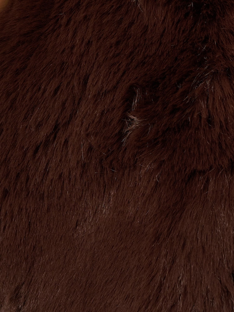 Adrianna Papell Brown Faux Fur Coverup Jacket - Image 6 of 6 Adrianna Papell Brown Faux Fur Coverup Jacket - Image 6 of 6