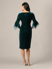 Adrianna Papell Green Velvet Bell Sleeve Short Dress - Image 3 of 7