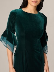Adrianna Papell Green Velvet Bell Sleeve Short Dress - Image 5 of 7