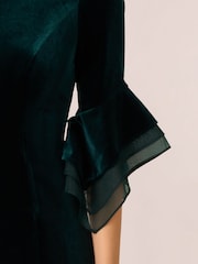Adrianna Papell Green Velvet Bell Sleeve Short Dress - Image 7 of 7