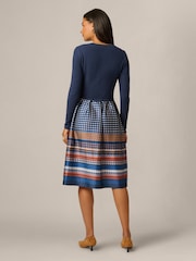 Adrianna Papell Blue Knit Print Combo Dress - Image 2 of 6
