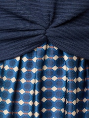 Adrianna Papell Blue Knit Print Combo Dress - Image 3 of 6
