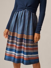 Adrianna Papell Blue Knit Print Combo Dress - Image 6 of 6