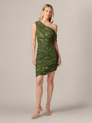 Adrianna Papell Green Fully Beaded Mini Dress - Image 5 of 6