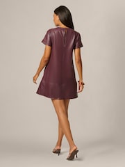 Adrianna Papell Purple Leather Shift Dress - Image 2 of 6
