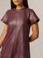 Adrianna Papell Purple Leather Shift Dress - Image 4 of 6