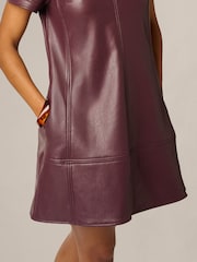 Adrianna Papell Purple Leather Shift Dress - Image 6 of 6