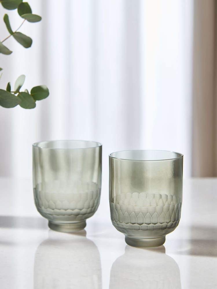 Lipsy 2 Pack Smoke Grey Honeycomb Tumblers - Image 1 of 4