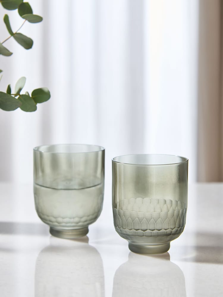 Lipsy 2 Pack Smoke Grey Honeycomb Tumblers - Image 2 of 4