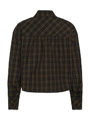 Kaffe Black Kahelie Cropped Check Shirt - Image 6 of 6