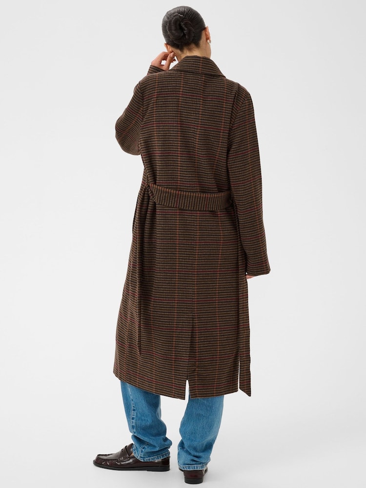 Kaffe Brown Tailored Longline Belted Overcoat - Image 2 of 7 Kaffe Brown Tailored Longline Belted Overcoat - Image 2 of 7