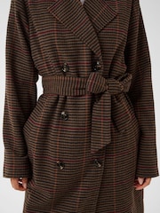 Kaffe Brown Tailored Longline Belted Overcoat - Image 5 of 7