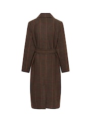 Kaffe Brown Tailored Longline Belted Overcoat - Image 7 of 7