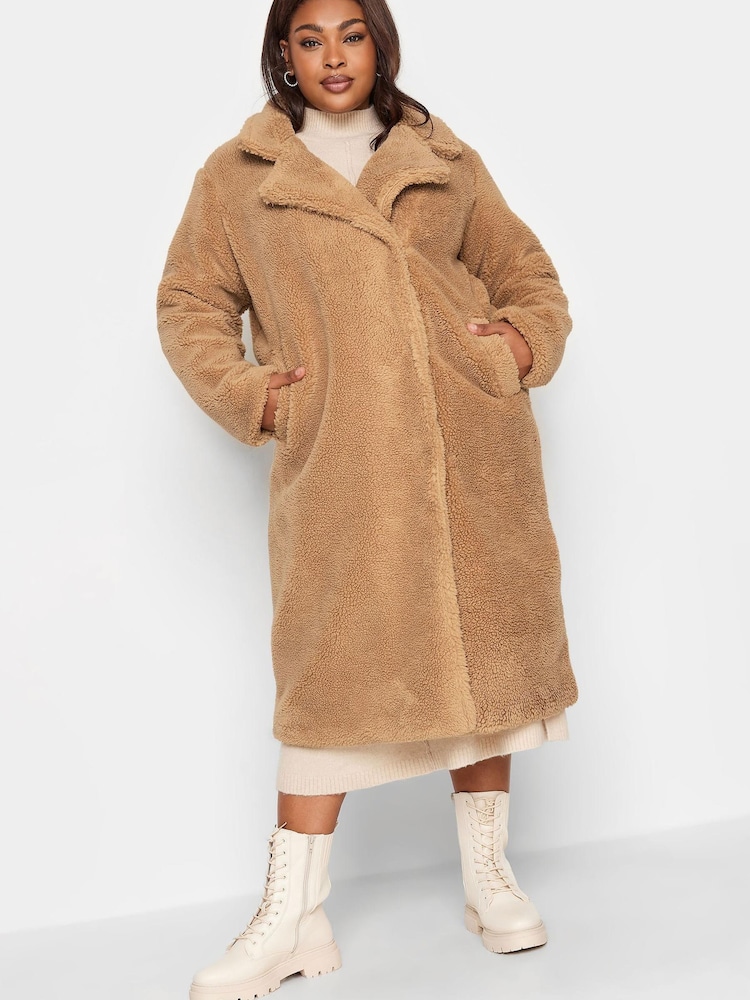 Yours Curve Natural Maxi Borg Coat - Image 2 of 5 Yours Curve Natural Maxi Borg Coat - Image 2 of 5