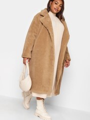 Yours Curve Natural Maxi Borg Coat - Image 4 of 5