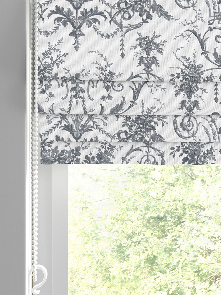 Laura Ashley Grey Tuileries Made to Measure 100% Cotton Roman Blinds - Image 2 of 6