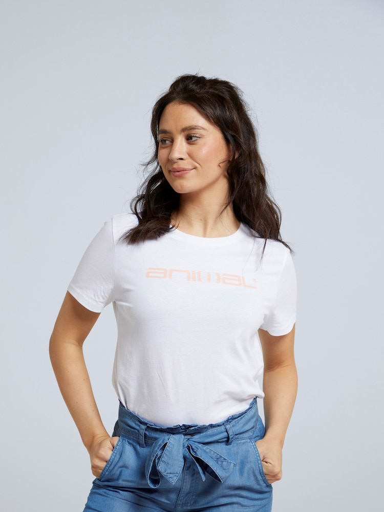 Animal White Womens Marina Logo 100% Cotton T-Shirt - Image 1 of 6