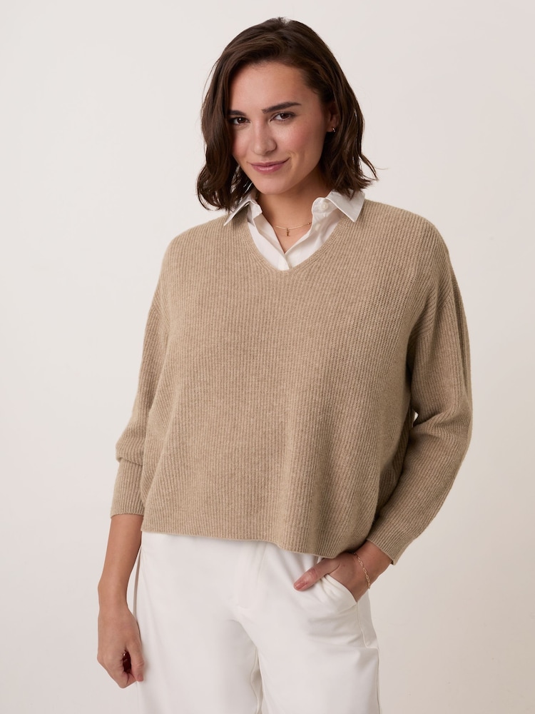 Celtic & Co. Brown Studio Ribbed V-Neck Jumper - Image 1 of 8 Celtic & Co. Brown Studio Ribbed V-Neck Jumper - Image 1 of 8