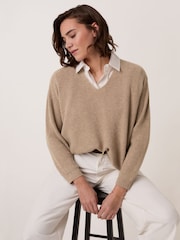 Celtic & Co. Brown Studio Ribbed V-Neck Jumper - Image 3 of 8