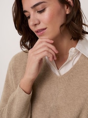 Celtic & Co. Brown Studio Ribbed V-Neck Jumper - Image 4 of 8