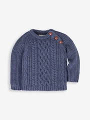 JoJo Maman Bébé Blue Cosy Cable Jumper - Image 1 of 2