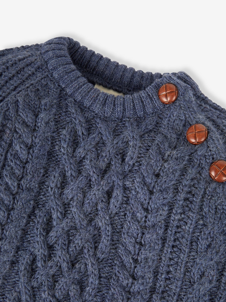 JoJo Maman Bébé Blue Cosy Cable Jumper - Image 2 of 2