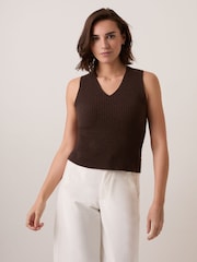 Celtic & Co. Brown Studio Ribbed V-Neck Tank Top - Image 2 of 7