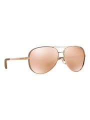 Michael Kors Rose Gold & Pink Chelsea Rim Pilot Sunglasses - Image 1 of 12