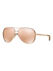 Michael Kors Rose Gold & Pink Chelsea Rim Pilot Sunglasses - Image 11 of 12