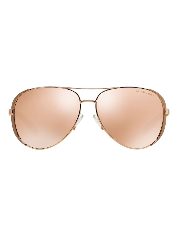 Michael Kors Rose Gold & Pink Chelsea Rim Pilot Sunglasses - Image 12 of 12