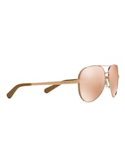 Michael Kors Rose Gold & Pink Chelsea Rim Pilot Sunglasses - Image 2 of 12