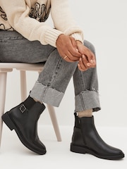 Black Regular/Wide Fit Forever Comfort® Buckle Detail Ankle Boots - Image 1 of 7